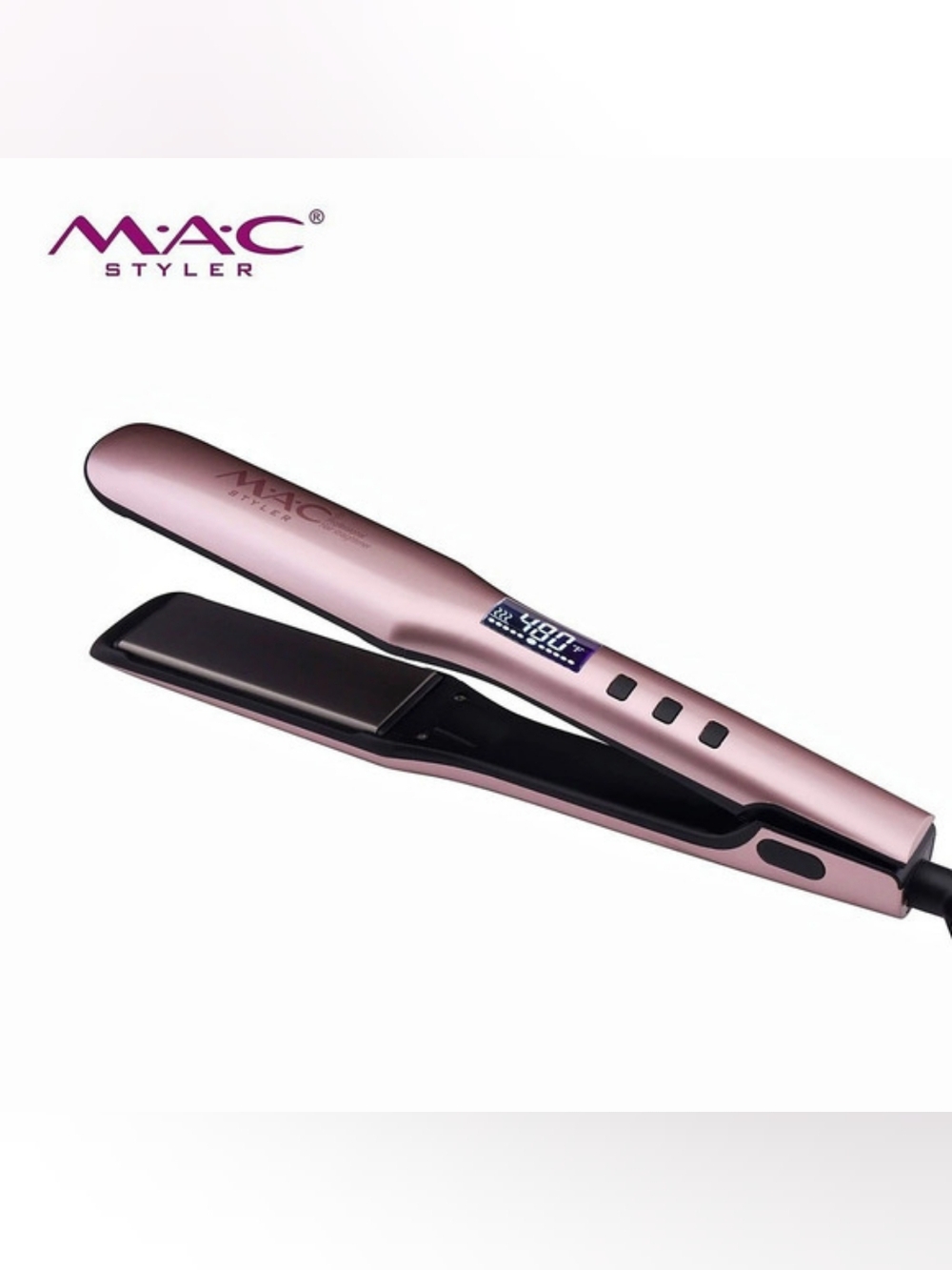 MAC Styler Professional Hair Straightener | Pink & Black Flat Iron with Heat Mat